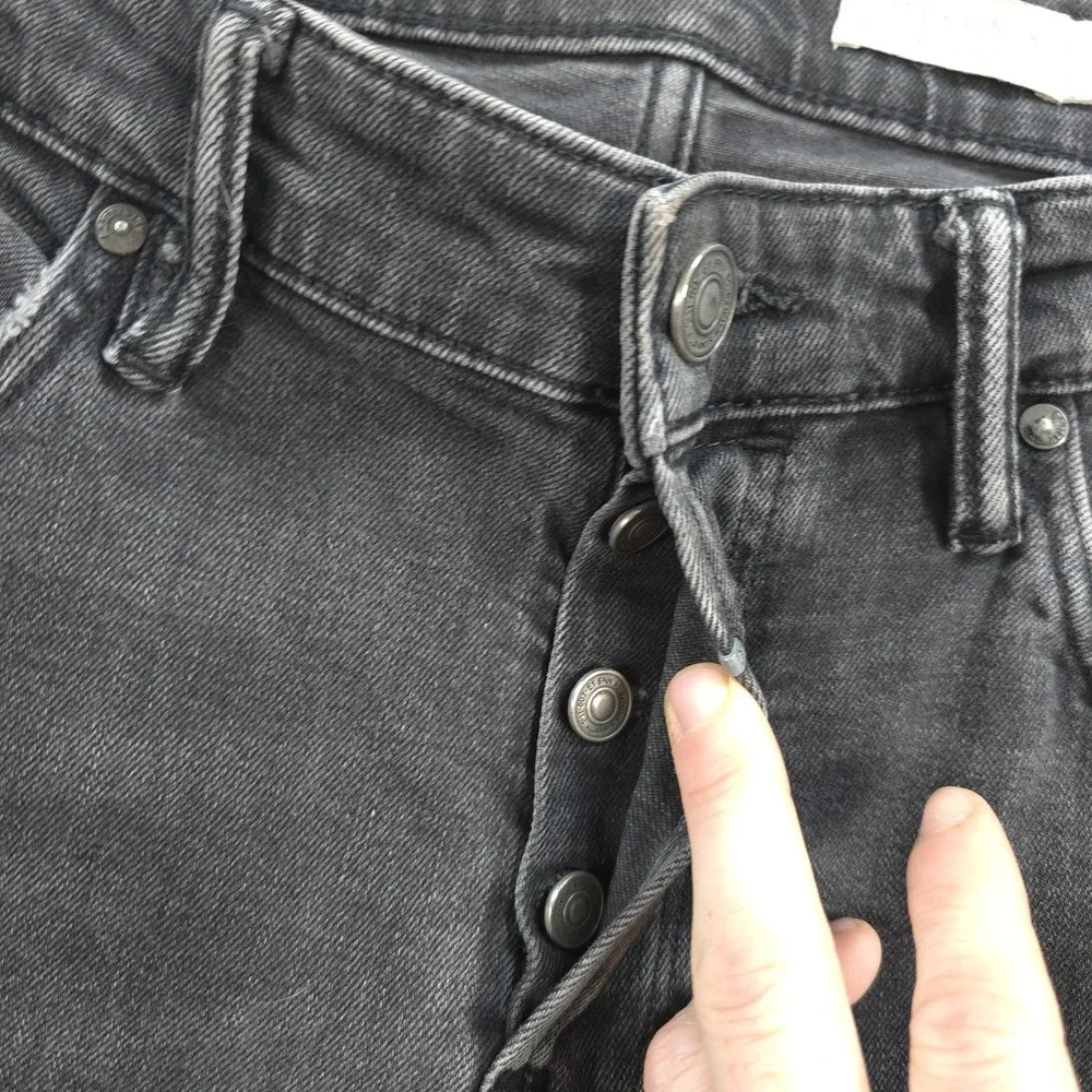AllSaints Jeans Mens 32x33 Black Rex Skinny Slim Stretch Denim Distressed